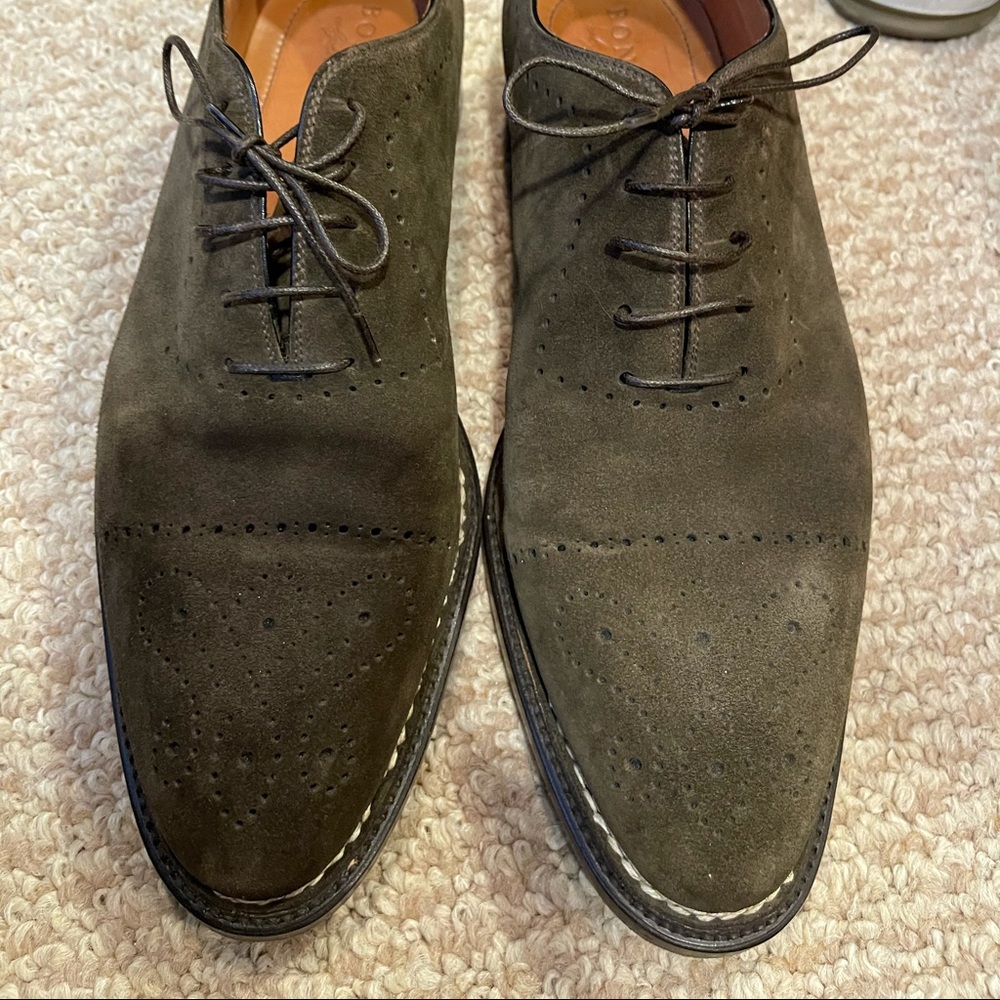 COPY - Men’s Bontoni Olive suede Oxford